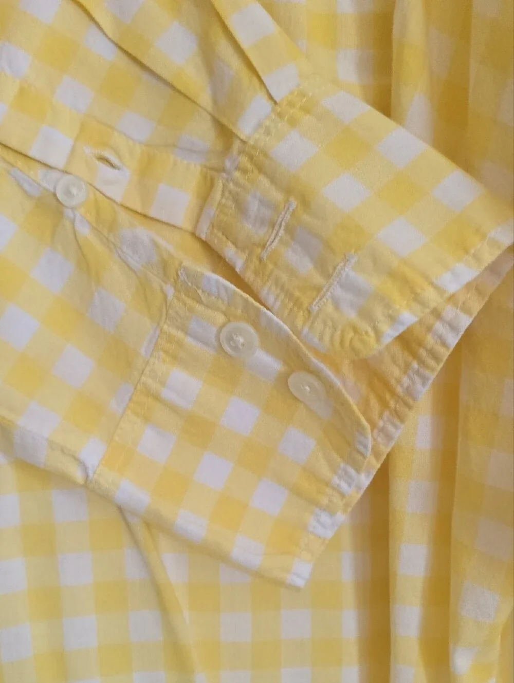 J. Crew Yellow and White Gingham Button-Down Shirt